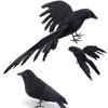 Fake Crows Set of 2 Realistic Halloween Props for Themed Parties and Outdoor Displays Perfect for Scare Tactics
