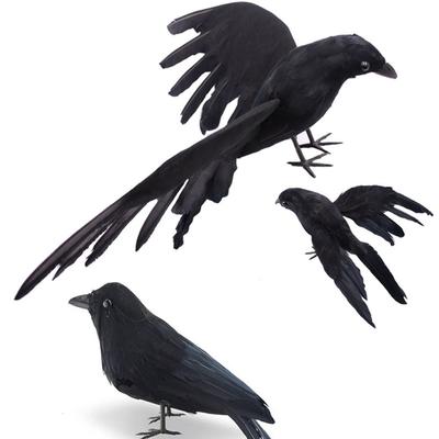Fake Crows Set of 2 Realistic Halloween Props for Themed Parties and Outdoor Displays Perfect for Scare Tactics