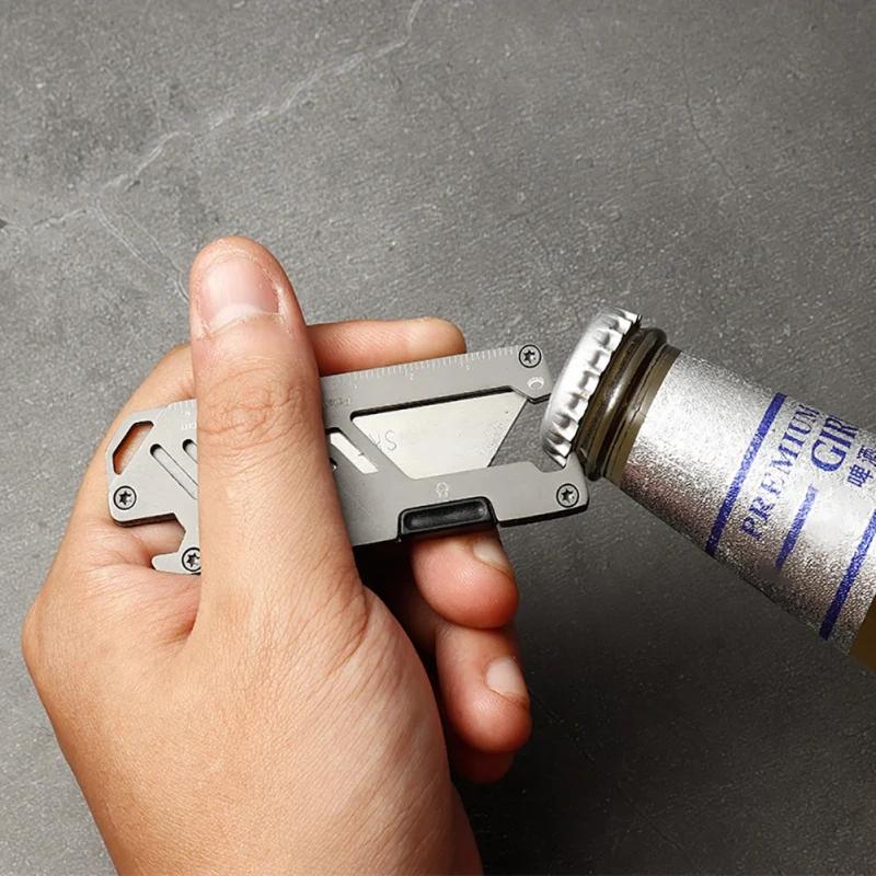 Stainless Steel EDC Folding Utility Knife, Multifunctional Paper Cutter, Manual Knife, Bottle Opener, Key for Camping, Hiking