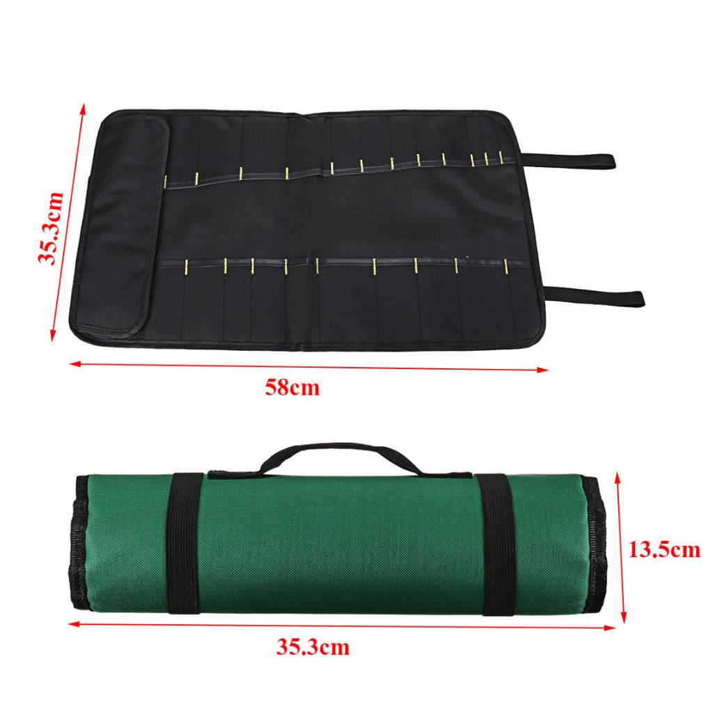 Chef Roll Bag Durable Carrier Zipper for Culinary Tools Storage Case with Many Slots, Handle, Strap