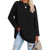 T-shirt Taglia Grande Monocolore, Top Casual a Maniche Lunghe Girocollo Primavera e Autunno, Abbigliamento Taglia Grande da Donna