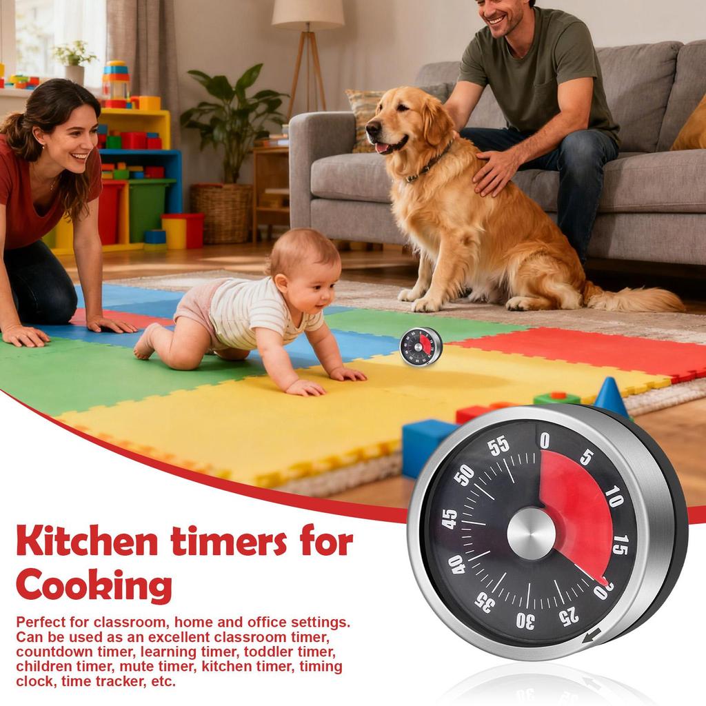 Kitchen Timers for Cooking Mechanical Kitchen Cooking Timer Magnetic Countdown Timepiece with No Batteries Required for Meal