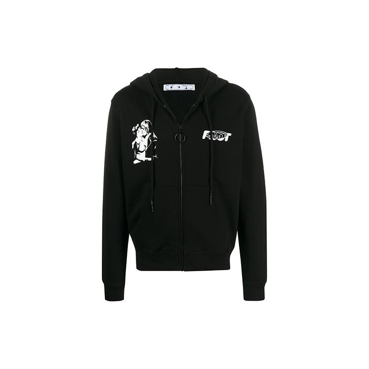 

Off-White FW20 Kiss 21 Print Zip Hoodie Long Sleeve Sweatshirt Men Tops Black OMBE001E20FLE0041001