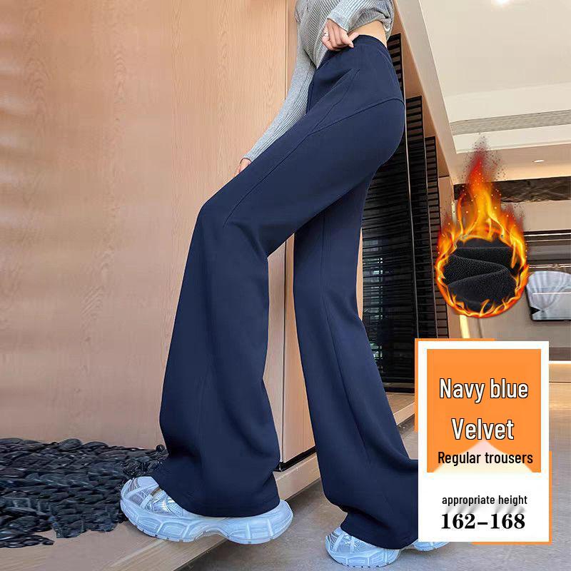 

Women s Dark Blue High-Waisted Micro-Flare Sports Pants - Petite, Slimming, Casual, Loose-Fit, Wide-Leg Sweatpants for Spring & Autumn XL for 59-65 kg