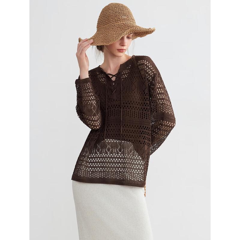 ELLE Women s Hollow Knit Cardigan M