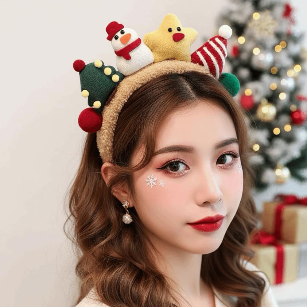 Vibrant Colors Reindeer Hairband Plush Texture Holiday Headwear Winter Celebration