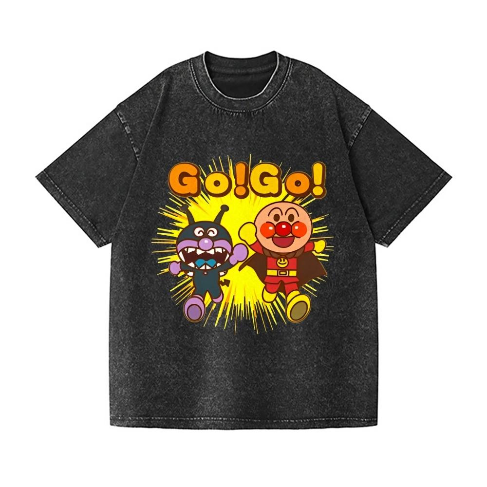 Anpanman Vintage Wash Japanese Design T-Shirt High-quality Streetwear Men's Clothing Women Clothing 2026 Summer New T Shirt