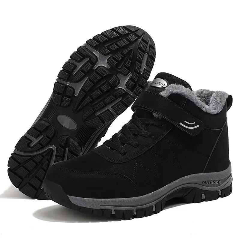 Walking shoes winter men's fleece thickened snow boots cotton shoes non-slip soft-soled hiking shoes