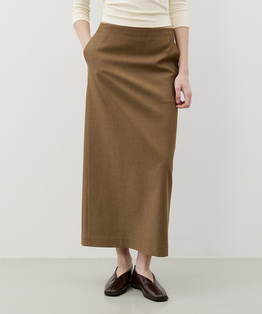 CITYBREEZE Cashmere Ball-Line Long Skirt_Brown