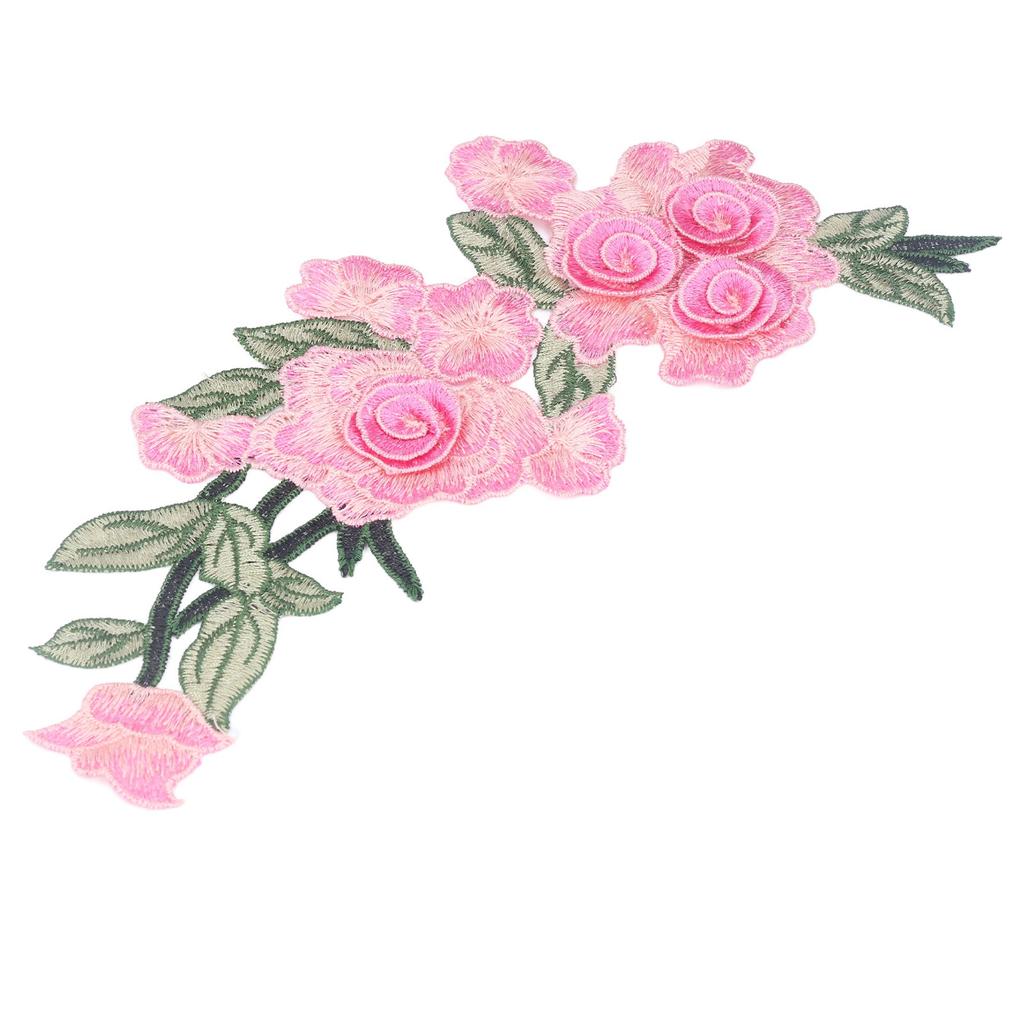 Embroidered Patch Sew On Flower Cotton Environmental Unique DIY Clothing Accessories for Vests Hats Rose Rouge