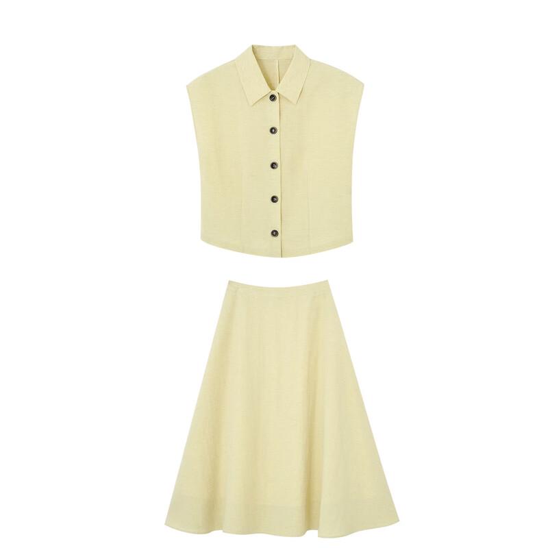 Demana Lyocell Linen Sleeveless Top & Skirt Set