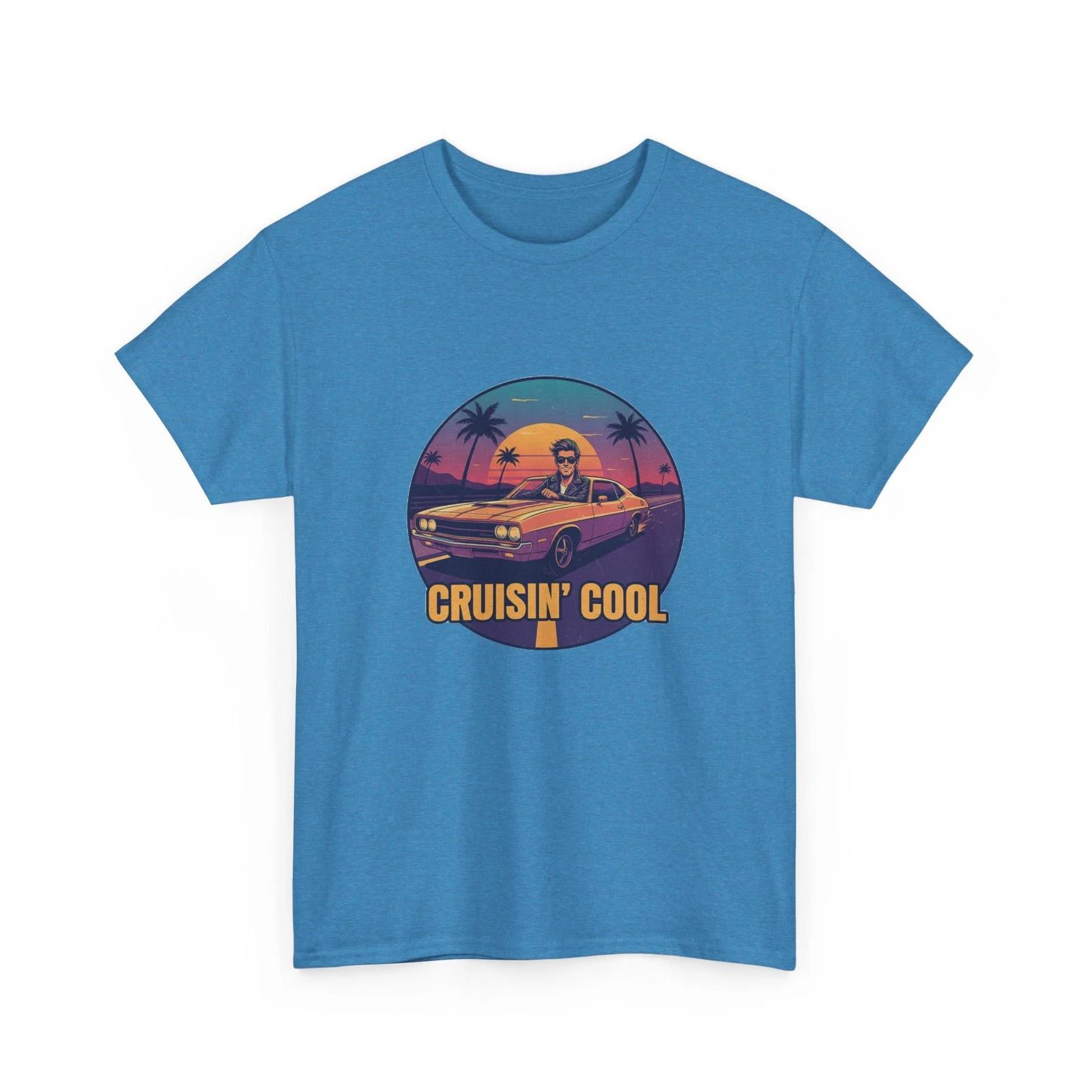 Cruisin  Cool Retro Sunset Car Tee | Vintage 80s Palm Beach Vibe, Tropical Ride S