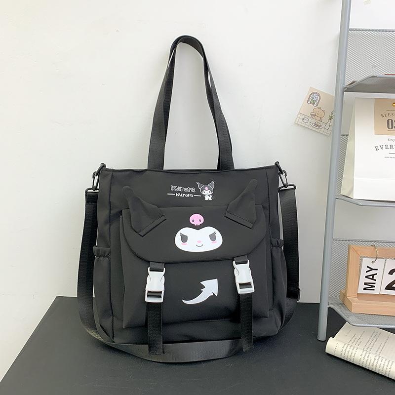 Kuromi New Series Girls Large Capacity Messenger Bag Fashion Cartoon Tote Bag All Match Students Causal Oxford Cloth Bag