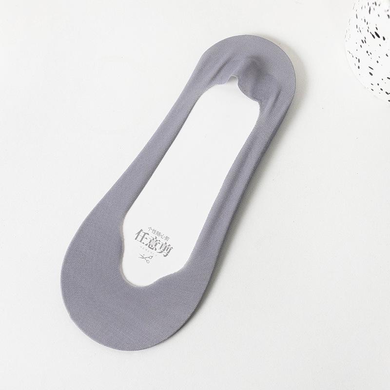 1/3/5 Pairs Summer Invisible Silicone Anti-slip Socks No Show Ultra-thin Breathable Sock Solid Color Ice Silk Low Cut Boat Socks