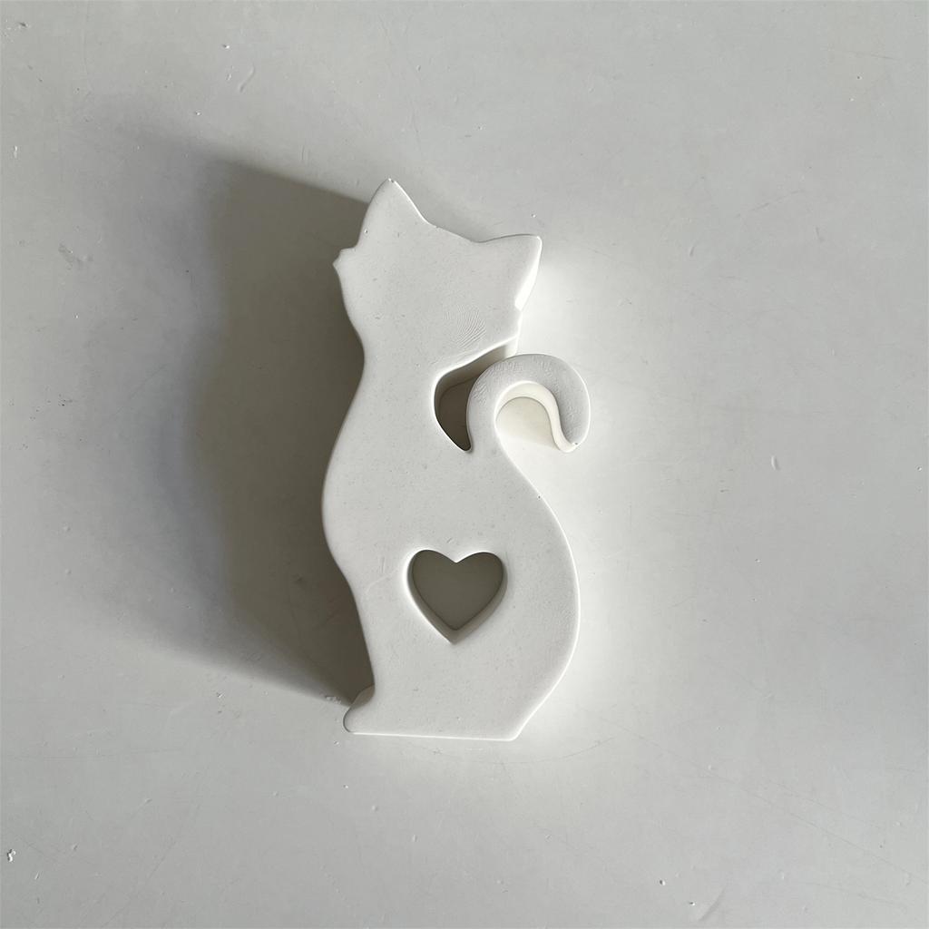 Flexible Silicone Mold for Creating Hollowed Heart Cats Figurine Pendants Candle Soap Making Mould Expoy Resins Mold