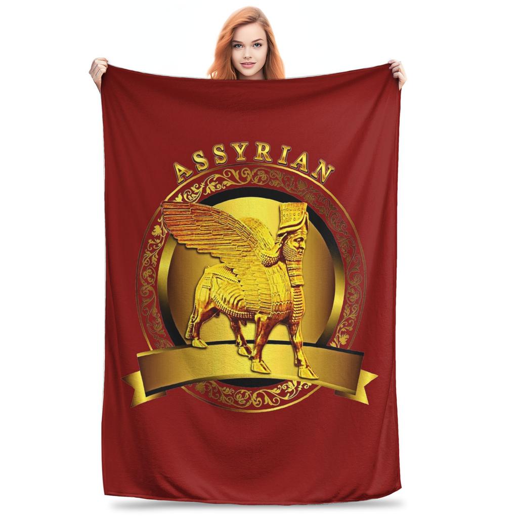 Luxury Assyrian Suryoyo Flag Blanket Breathable Fleece Sofa Throw Blanket for Home Bedroom Travel Throws Bedspread Quilt