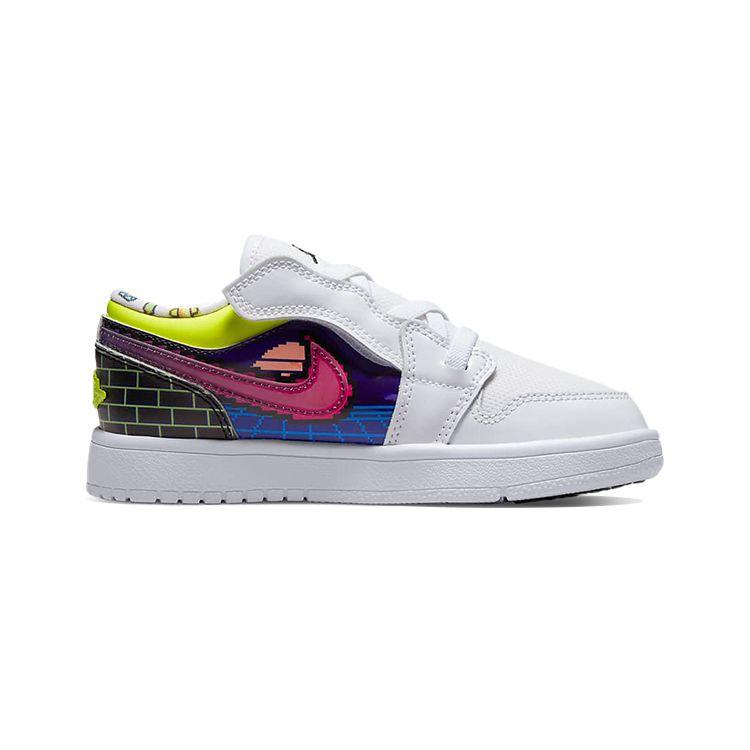 Air Jordan 1 Low ALT PS Old School Gaming Dětské tenisky Bílá Černá Citronově-jedovatá DM8970-114