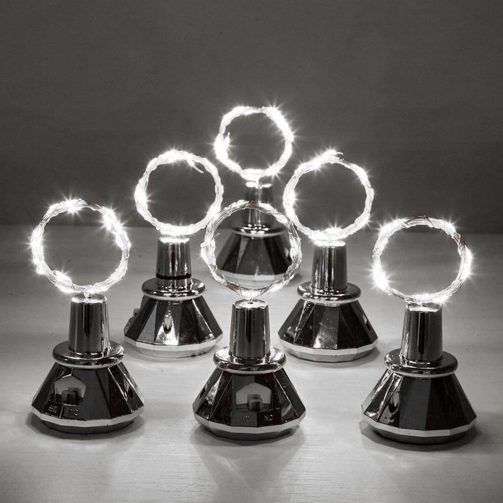 6Pcs Solar Bottle Lights Outdoor Waterproof Wine Bottle Lights 2M 20 LED Copper Wire Fairy String Lights Auto On/Off for Wedding Christmas Party