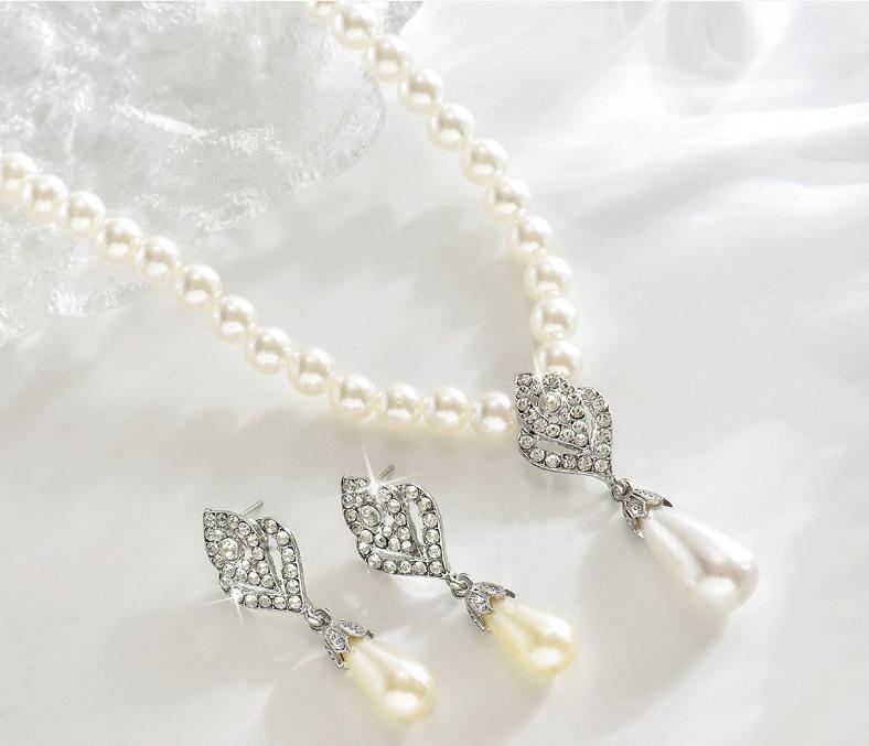 Autumn Evening Banquet Accessories Necklace Jewelry Bridal Suit, Wedding Dress Full Diamond Earrings Bracelet Set