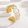 Bracciale Aperto Bangle in Acciaio di Titanio Colorato con Gocce d'Olio e Rosa Intagliata - Versione Larga, Lusso Leggero