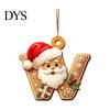 Reusable Acrylic Snowflake Berry Ornaments 2D Flat Christmas Ornaments, Gingerbread Letter Pendant with Santa Claus, Decorative Cookie Initial