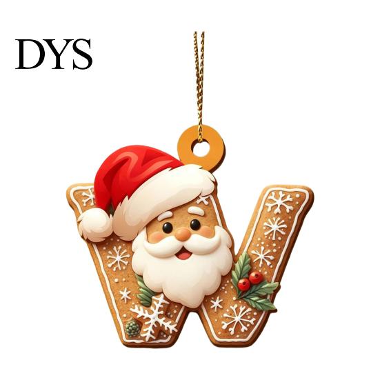 Reusable Acrylic Snowflake Berry Ornaments 2D Flat Christmas Ornaments, Gingerbread Letter Pendant with Santa Claus, Decorative Cookie Initial