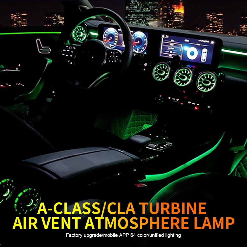 Led Car Air Vents Turbine 64 Colours Ambient Lights App Controls for Mercedes Nenz A-Class/ClA W177 W118 C118 2019 2020 2025-25
