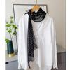 French Retro Black Polka Dot Silk Georgette Narrow Scarf (160x30)