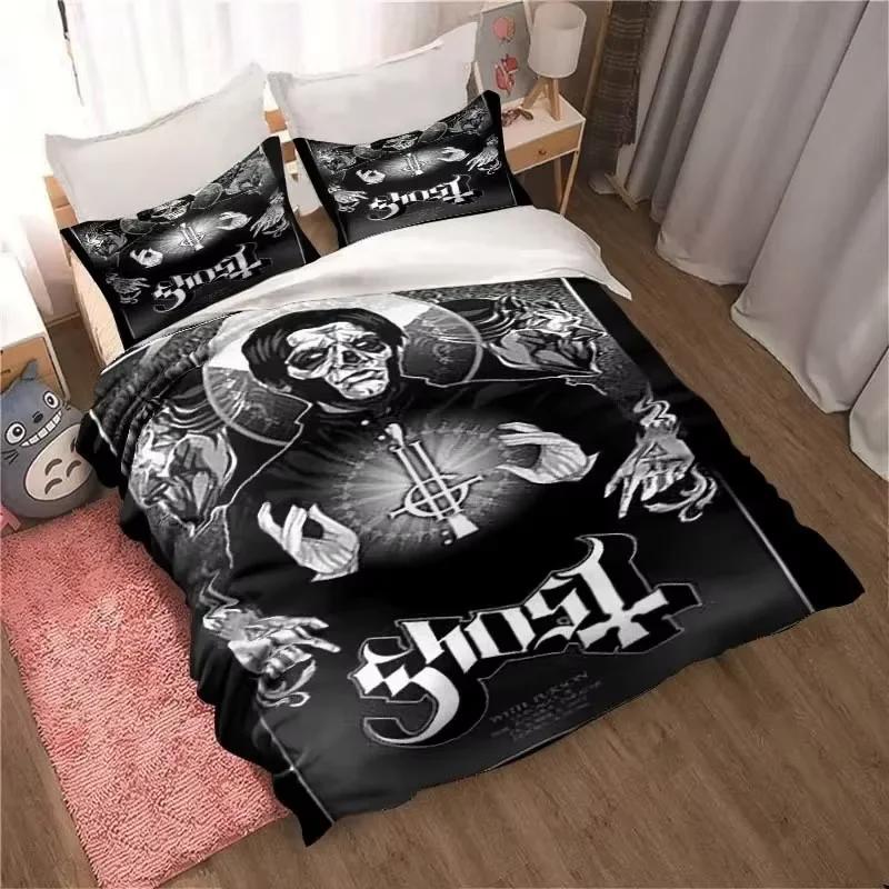 Rock Band Ghost Pattern Bedding Set For Bedroom Soft Modern Bedspreads Comefortable Kids Duvet Cover Quilt Cover And Pillowcase