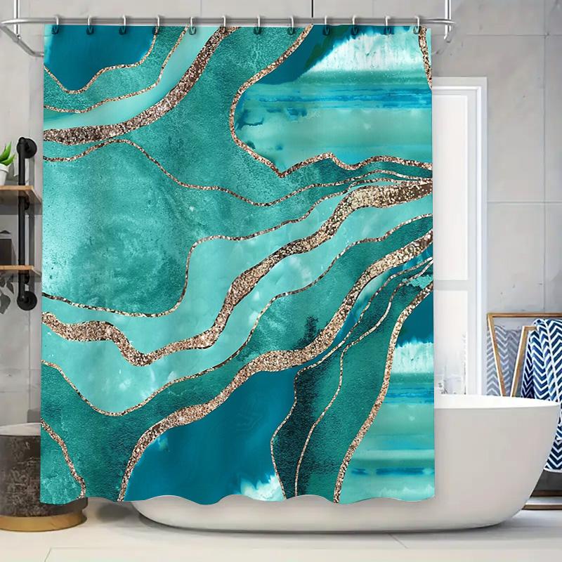 

Elegant Marble Shower Curtain Waterproof Modern Abstract Pattern Fabric Bathroom Decor Set W60H190(CM)-1 Pcs