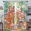 Cute Picture Curtains for Living Room Curtain for Room 2 Panel Shades Halloween Decoration Partition Home Interior Curtains