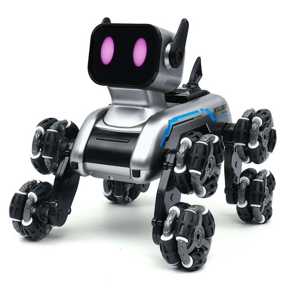 Eight Wheeled RC AI Robot Silver Remote Control Toy Dog Remote Control Robot Children's Gift