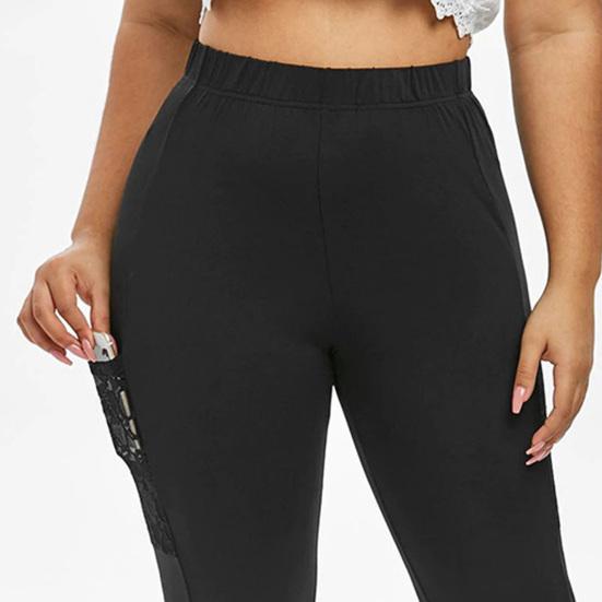 Female Pants Women Lace Stitching Slim Leggings Elastic Waist Tight Yoga for Sports