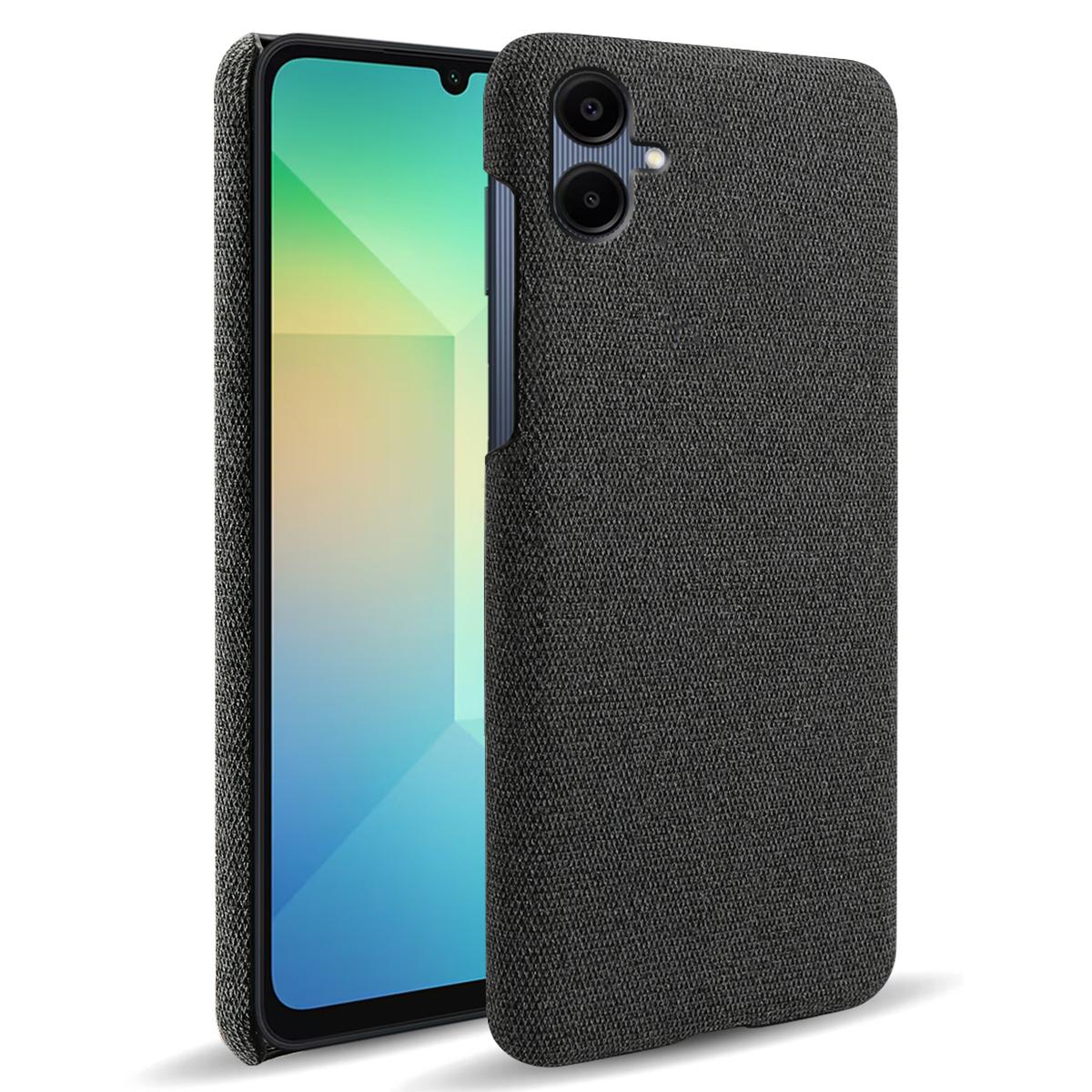 

For Samsung Galaxy A06 4G Case Cloth Texture Anti-Scratch Protective PC Phone Cover Black