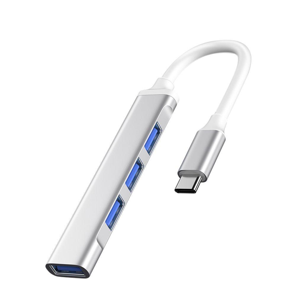 

Алюмінієвий сплав USB-C HUB 4 В 1 Док-станція USB 3.0 Новий OTG-адаптер Комп ютерні аксесуари Type C-Silver