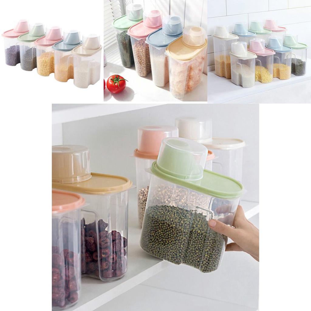 Recipiente Duráveis e Transparentes 4x Dispensador de Cereais para Armazenamento de Alimentos Secos 2.5l