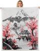 GUOYU Blanket Japanese Style Fleece Bed Blanket Twin Japanese Samurai Throw Blanket for Kids Boys Men Ink Painting Dragon Sherpa Blanket