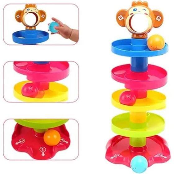 Ball Drop Toy Ball Swirling Tower, 5 Layer Ball Drop Tower, Toddler Stacked Toy for Early Education Development