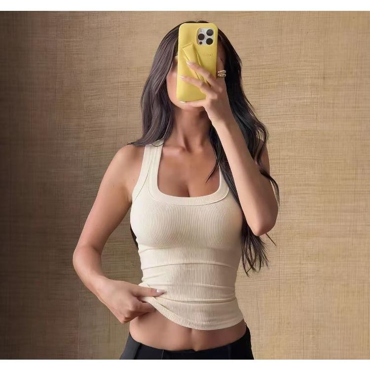 Women's Ribbed Tank Top Slim Fit Square Neck Sleeveless Crop Top Casual Basic Vest