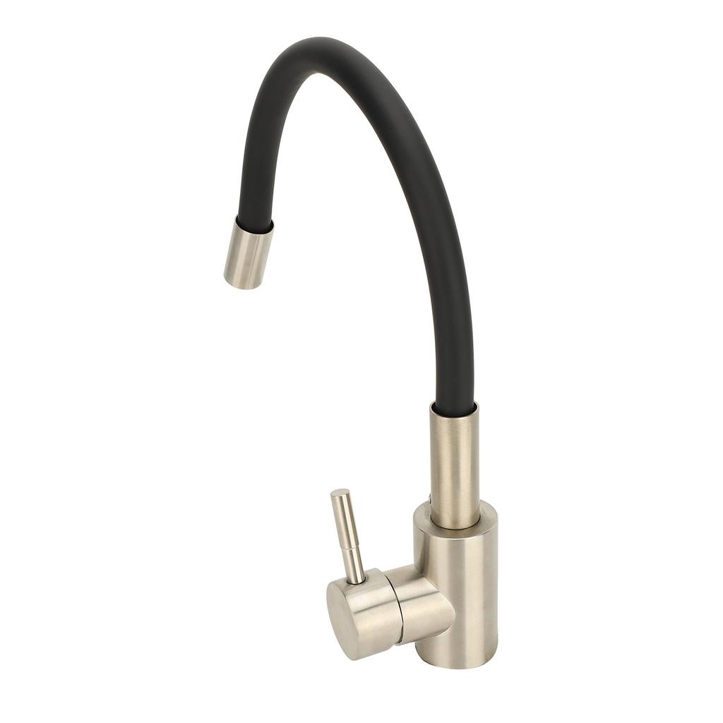 Flexible Kitchen Faucet G1 2 Stainless Steel Rubber Flex Gooseneck Kitchen Sink Mixer Tap with Single Handle for