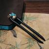 Elegant Ebony Flower Hairpin for Women – Ancient Style, High-End Feel, Simple Chinese Design, Perfect for Daily Use.