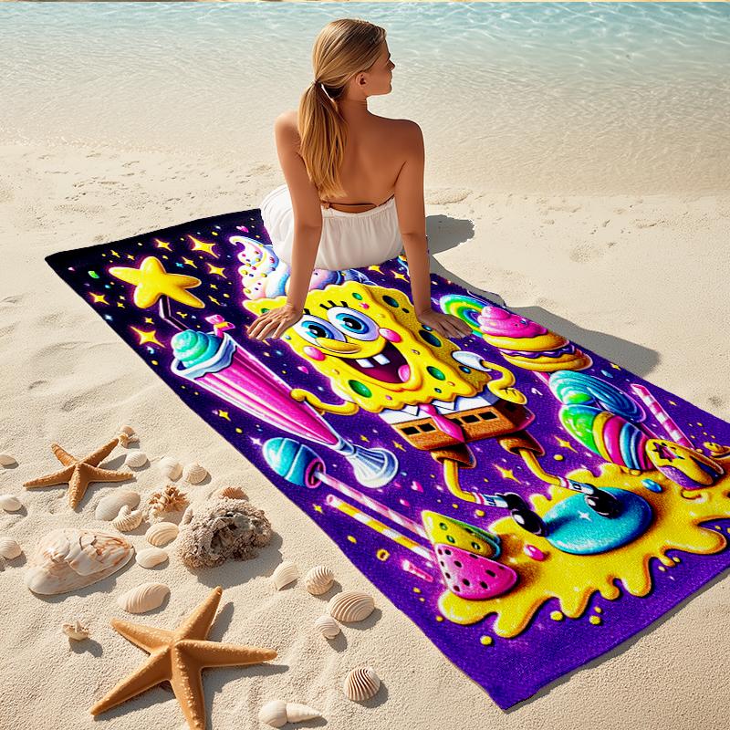 1Pc Spongebob Sweet Fantasy Beach Towel Quick Dry Multiuse For Beach Pool Gym Yoga Home Travel Christmas Halloween Xmas Gift L128