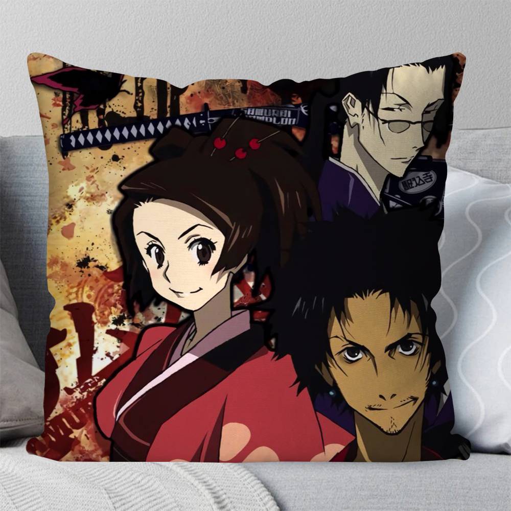Vintage Samurai Champloo Anime Pillow Case Fashion Square Pillowcase Bedroom Sofa Room Ins Decoration Leisure