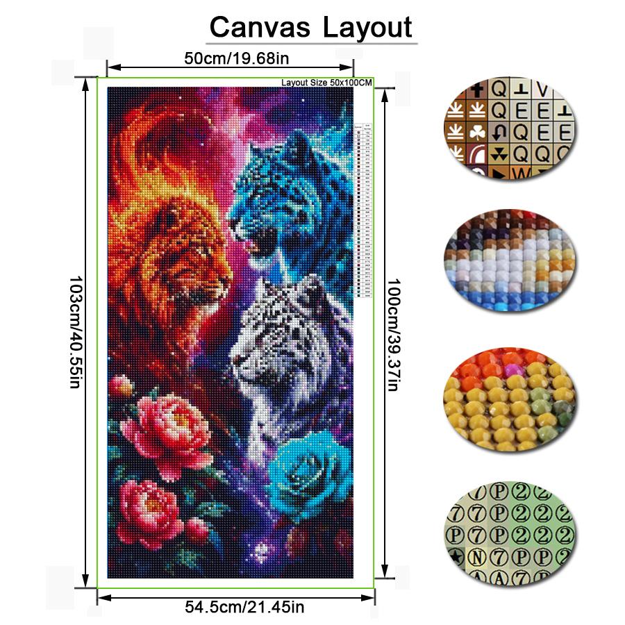 Tiger Leopard Lion Flower Large Size Diamond Painting New Collection Wild Animals Diy Full Drill Rhinestone Embroidery Mosaic Cross Stitch Kits