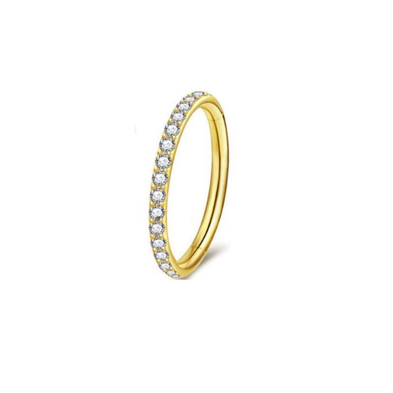 [Gorgeousxx] 316L Stainless Steel  Rhinestone Studded Nose Ring for Women Piercing Body Jewelry