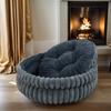 60CM Soft Plush Fur Round Pet Bed Washable Anti-Slip Bottom 15KG Capacity Shed-Resistant Cat Dog Bed with Raised Support for Ind