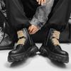 Casual thick soled men's boots Fashionable street style Daily office outdoor  party Walking Youth Adult Classic Black Shoes