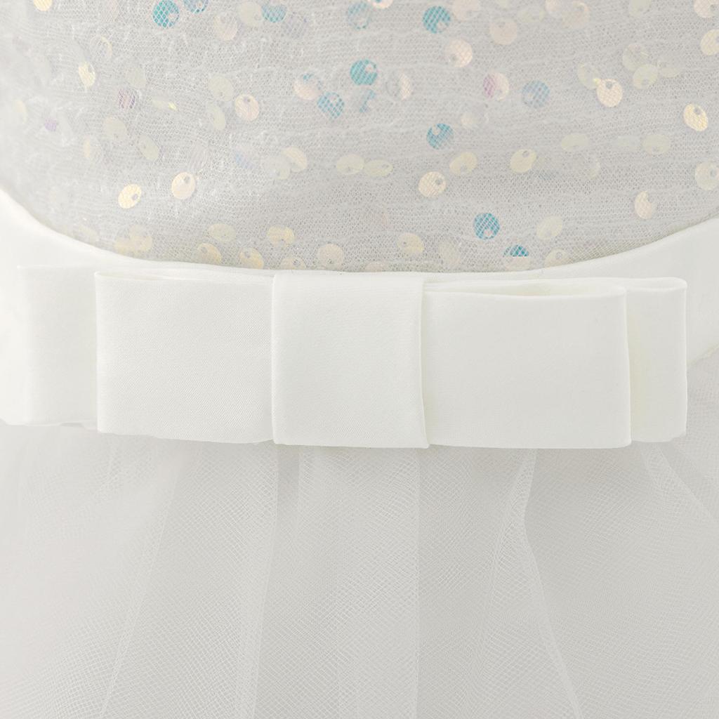 Neues Pailletten-Puffärmel-Prinzessinnenkleid für Babys und Kleinkinder mit 3D-Applikations-Mesh.