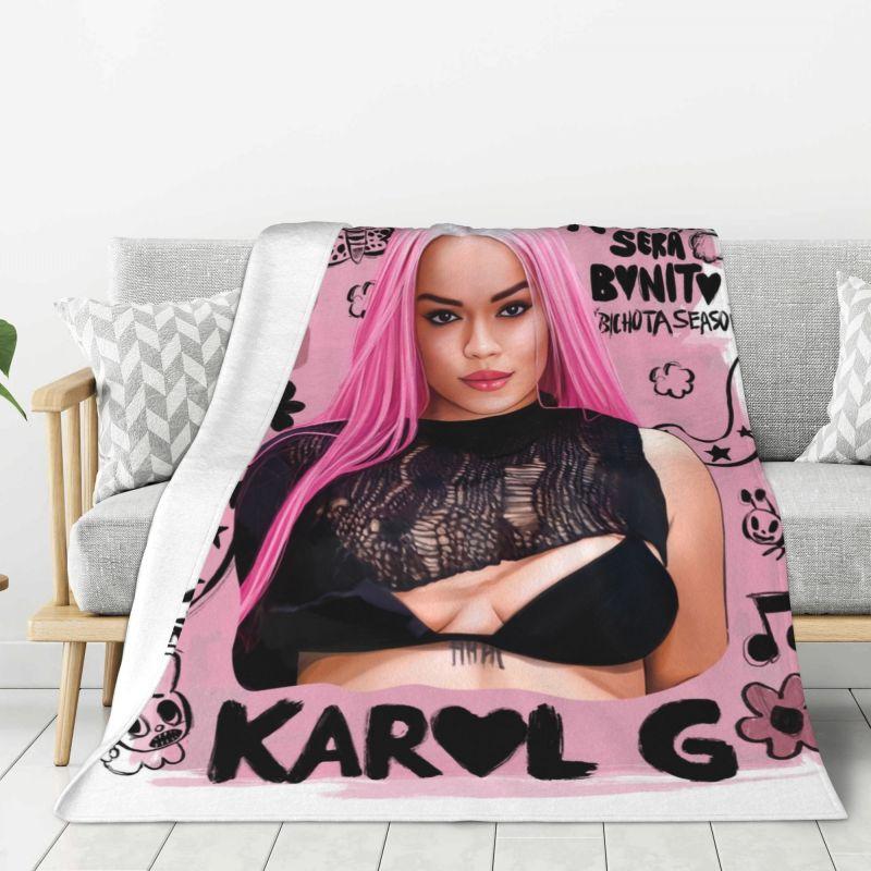 Custom Reggae Ainger Bichota Season Karol G Blankets Warm Flannel Throw Blanket for Bedding Travel Sofa