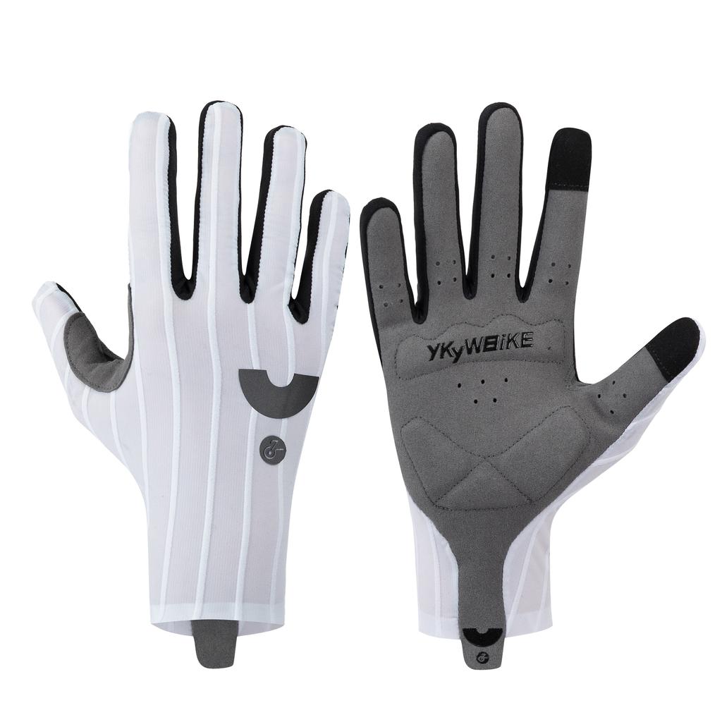 YKYWBIKE Cycling Gloves Woven Aerodynamic Striped Bicycle Sports Gloves Anti-Slip Riding Gloves Shock-absorbing Road Bike Gloves